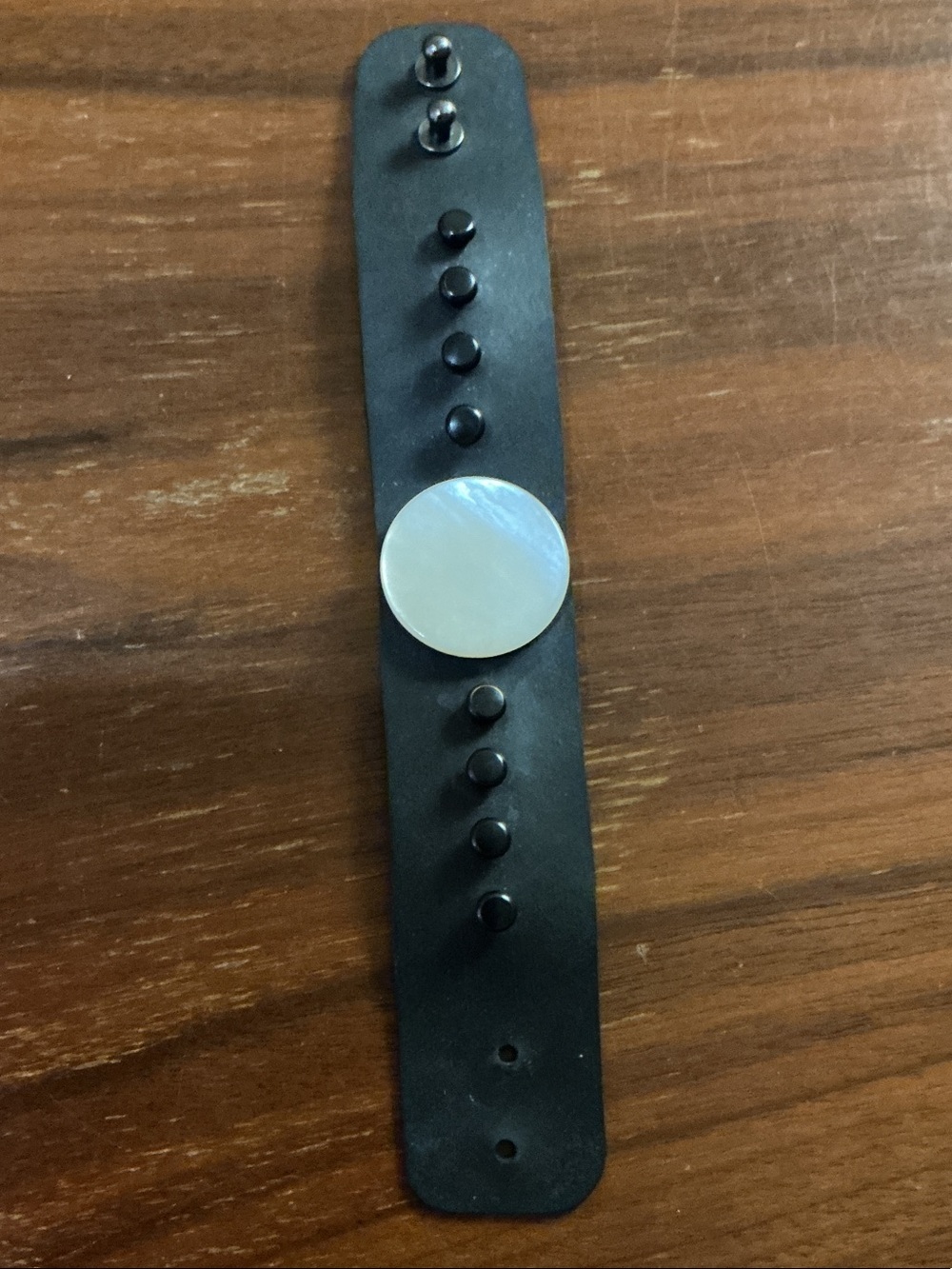 Artisan Made Vegan Leather bracelet with Mother of Pearl